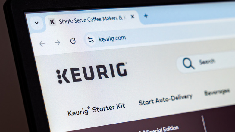 Top left corner of Keurig website homepage