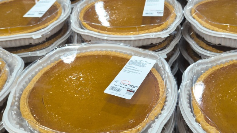 pumpkin pies on display at Costco