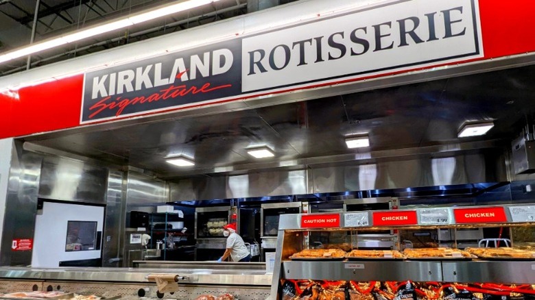 Costco Rotisserie section with Kirkland Signature signage