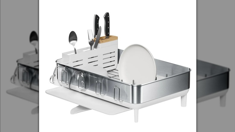 A simplehuman Steel Frame Dishrack with Knife Block