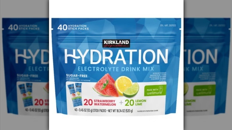 Hydration electrolyte drink mixes on white background