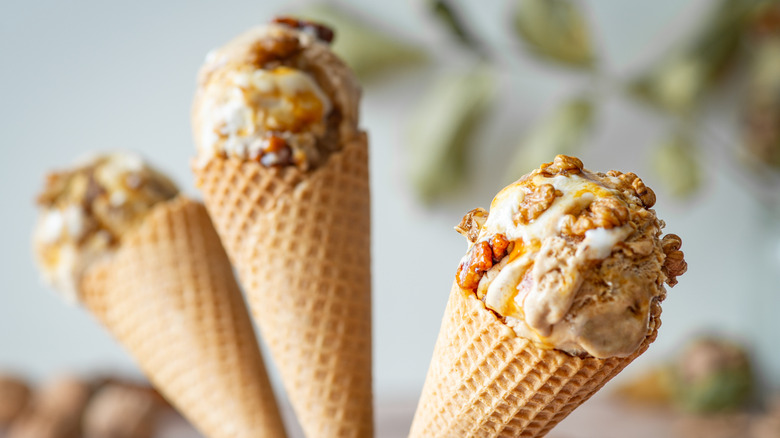 Walnuts on ice cream cone