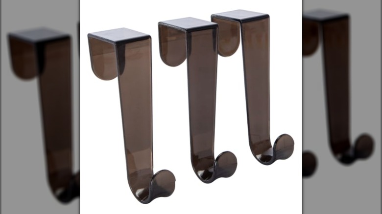 Three black plastic over the door hooks