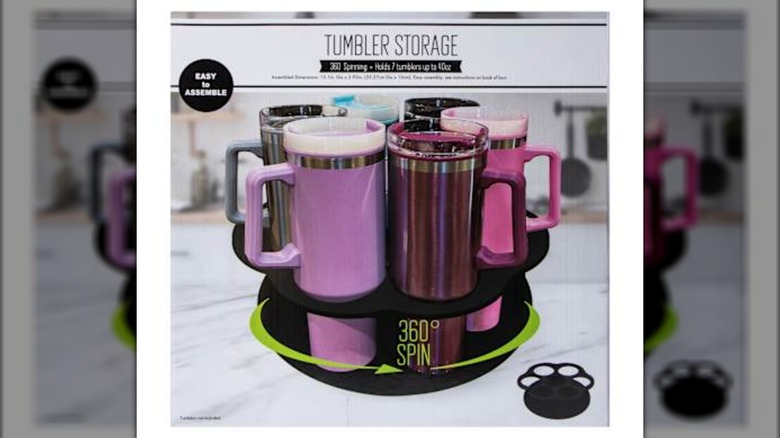 Box for Tumbler Spinning Storage, a Lazy Susan with storage slots for six cylinders