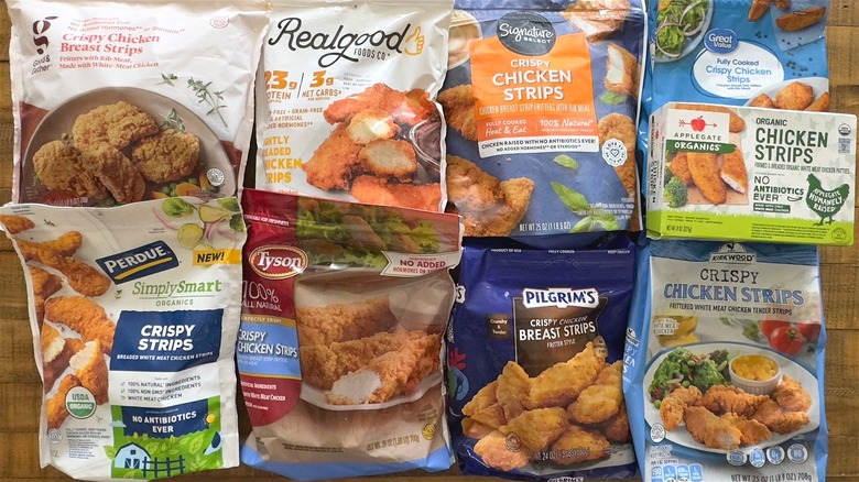 Bags of frozen chicken strips