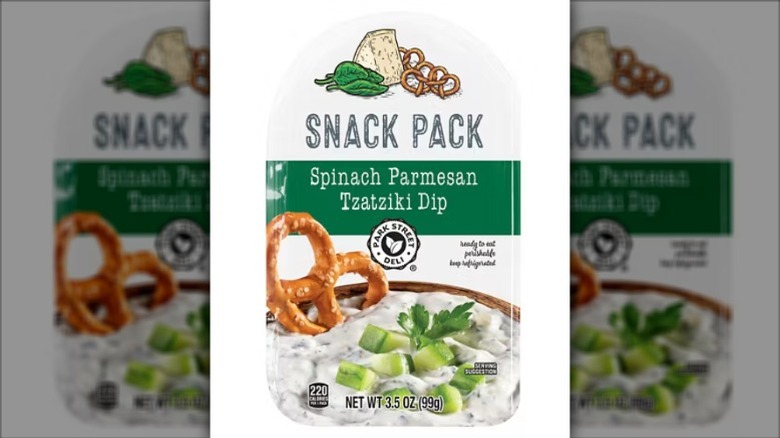 A container of Park Street Deli Spinach Parmesan Tzatziki Dip Snack Pack