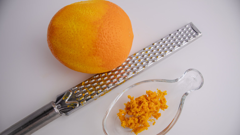 Fruit zester with orange zest