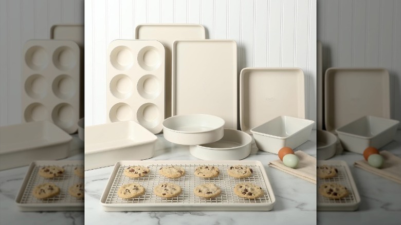 10-piece baking set on counter with cookies