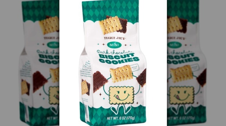 Dark chocolate biscuit cookies on white background