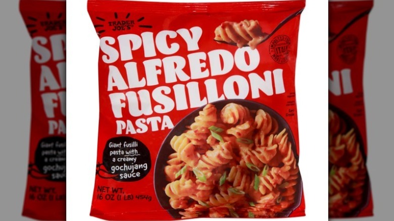 Spicy pasta on white background