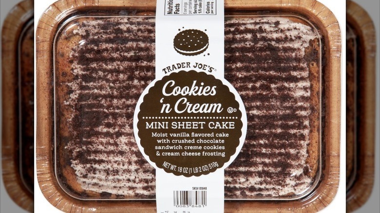 Cookies and cream sheet cake on white background