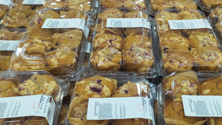 Packages of blueberry muffins