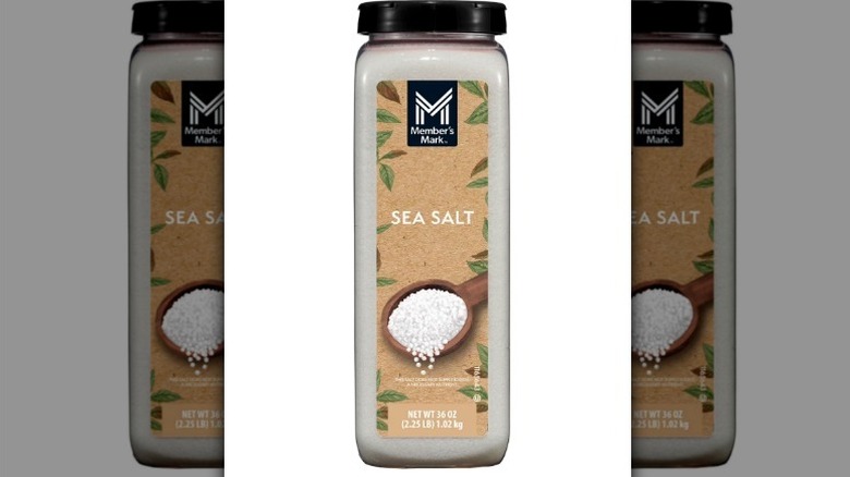 Member's Mark sea salt on white background