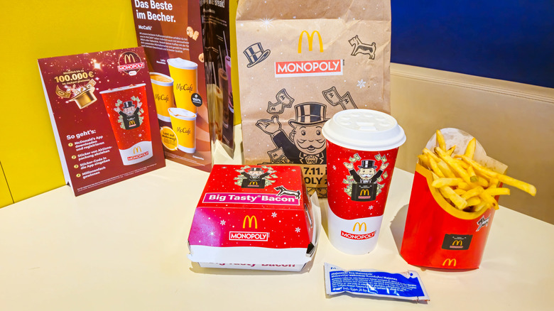 McDonald's food With Monopoly game packaging
