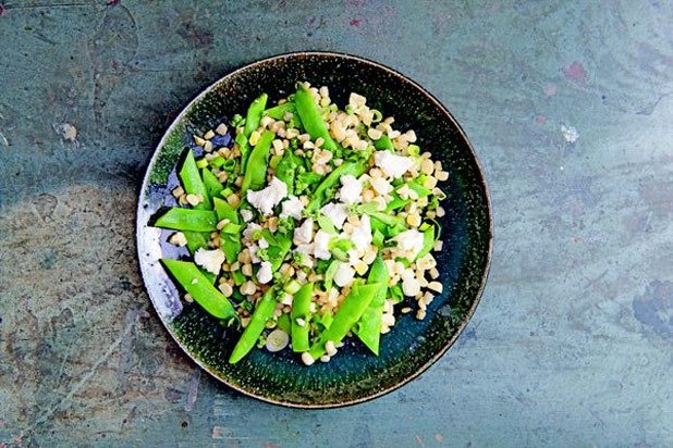 Farro, Corn, and Runner Bean Salad with Goat Cheese