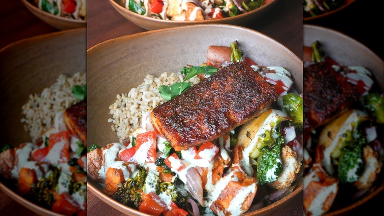Salmon bowl with rice from McCormick & Schmick's