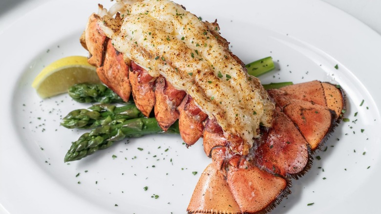 Lobster tail with asparagus from Ocean Prime