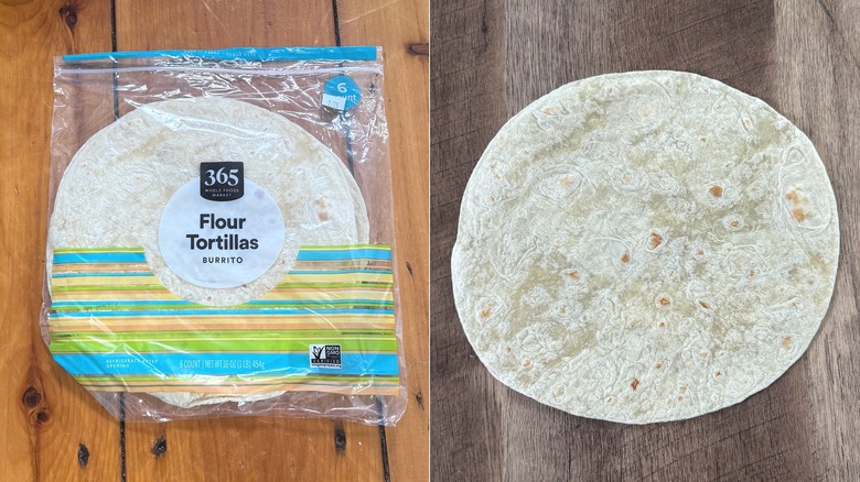 365 flour tortillas, in and out of the packaging
