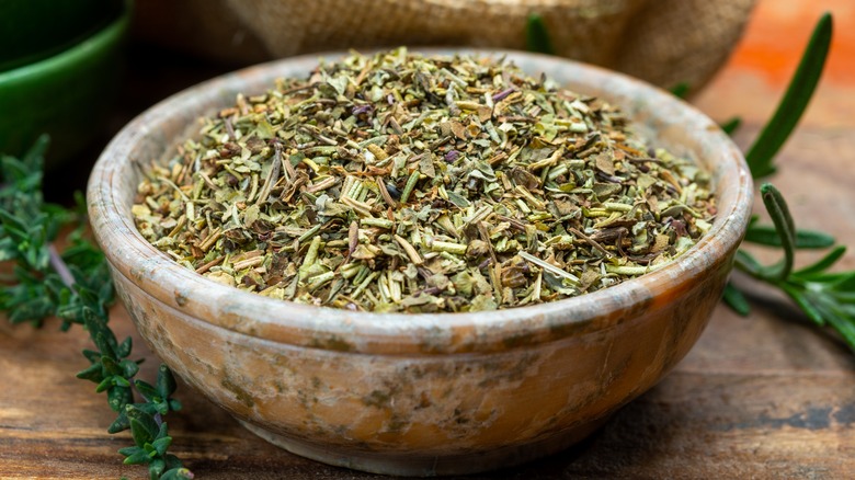 bowl of dried herbs