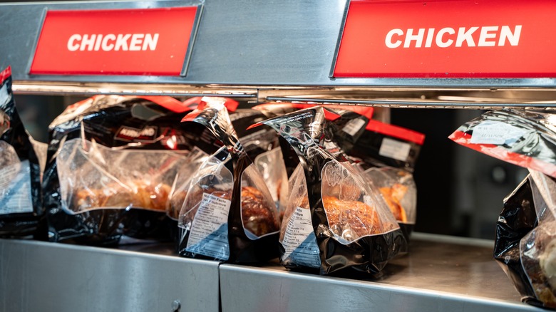 Costco rotisserie chickens on display