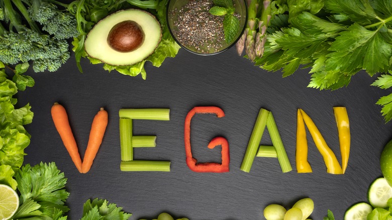 vegan spelled with vegetables 