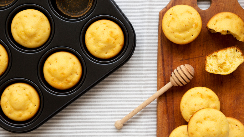 cornbread muffins in tin