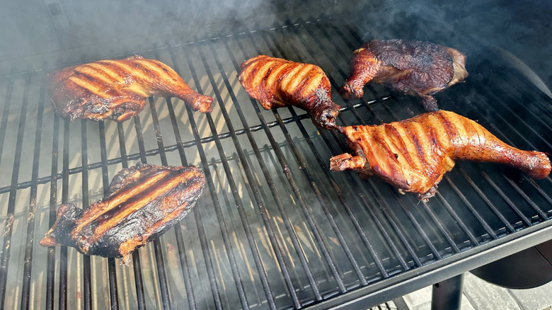 Chicken in a smoker