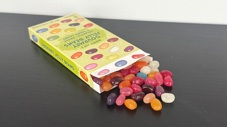 Box of Trader Joe's Gourmet Jelly Beans spilled out