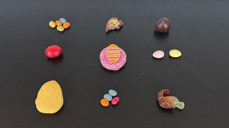 Individual Trader Joe's candies on black counter