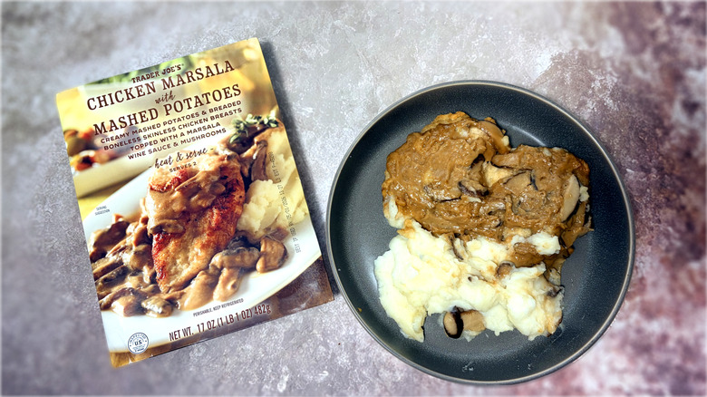 Packaged and cooked and chicken Marsala and potatoes