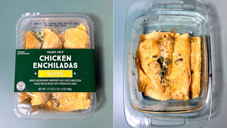 Packaged and cooked enchiladas