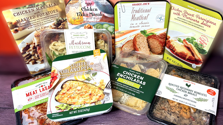 Variety of packaged prepared meals from Trader Joe's