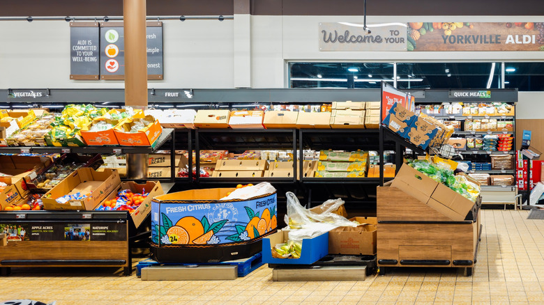 The produce section of an Aldi in Yorkville