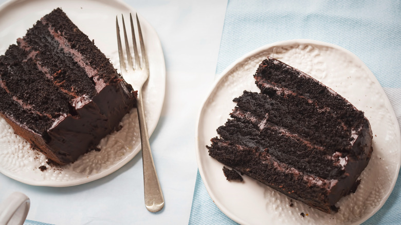 Slices of chocolate cake made with Coca-Cola