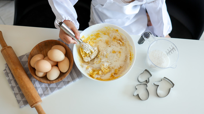 Whisking ingredients in bowl