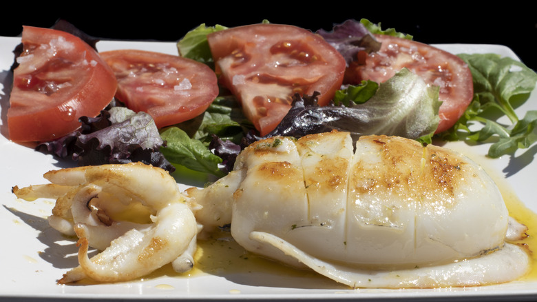 Grilled cuttlefish with salad