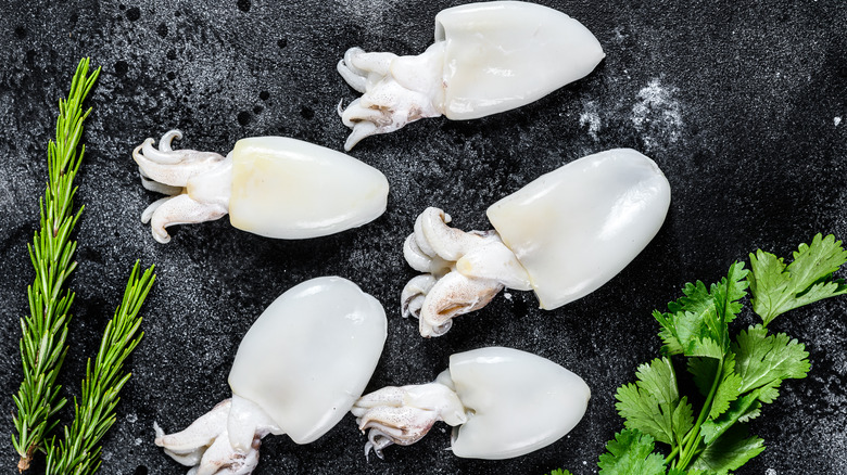 Cleaned cuttlefish with herbs