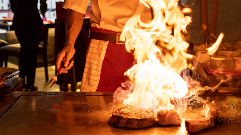 Flaming hibachi grill