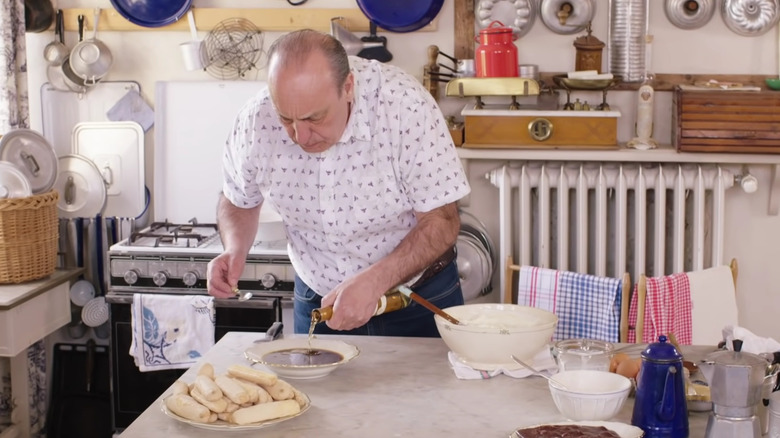 Gennaro Contaldo adding alcohol to tiramisu