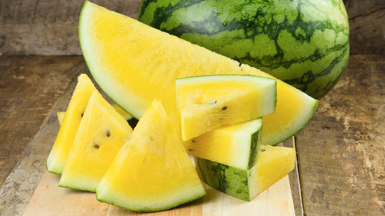 sliced yellow watermelon