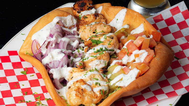Toasted pita bowl