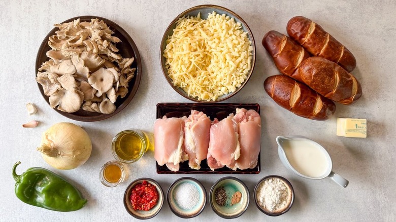 Chicken cheesesteak with oyster mushroom relish ingredients