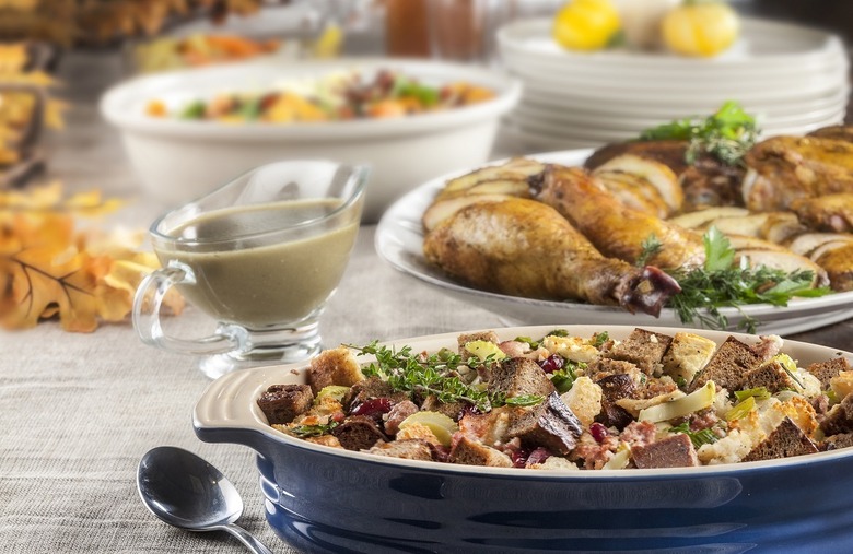Two-Bread Stuffing With Sausage, Bacon and Raisins