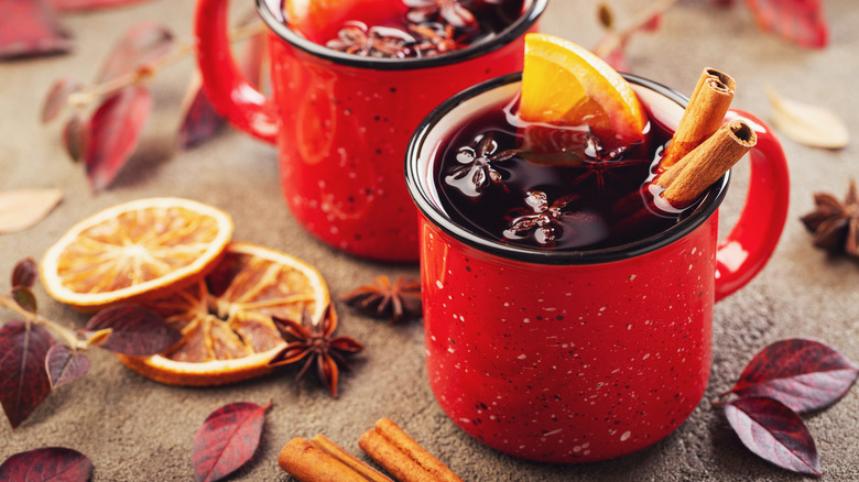 Two mugs of mulled wine