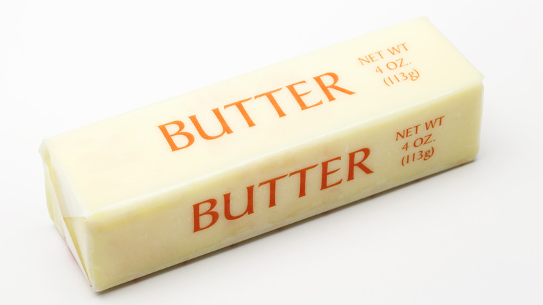 Stick of butter in wrapper