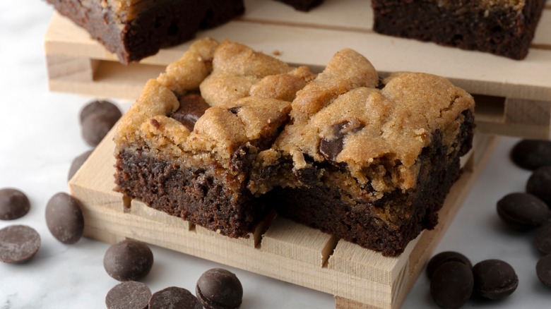 Two cookie dough brownies