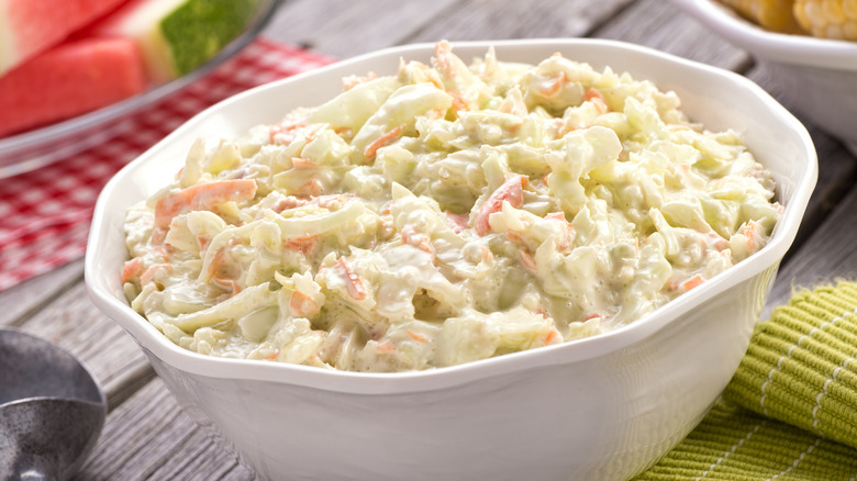 classic coleslaw on picnic table