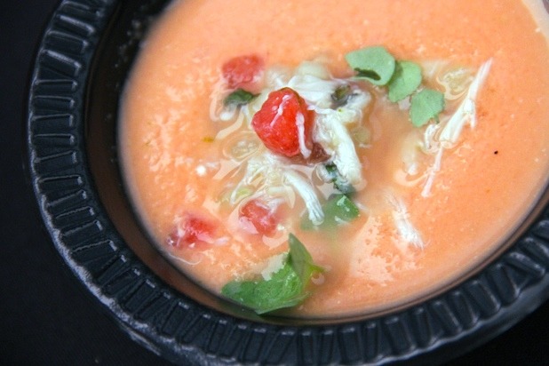 "Cuc-a-melon" Gazpacho with King Crab and Watermelon Salad