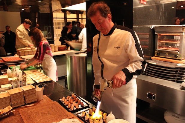 o ya Chef Tim Cushman with an order of Salmon Tataki Nigiri 