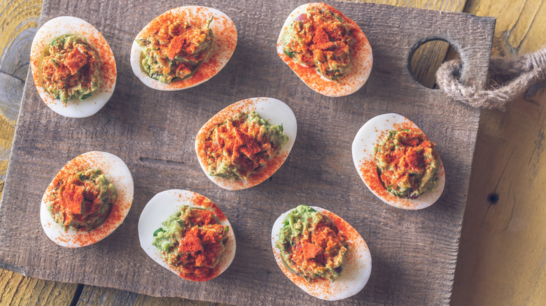 birdseye of fancy deviled eggs